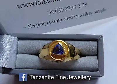 Tanzanite Sobriety 9k Yellow Gold Ring CUSTOM MADE • £645