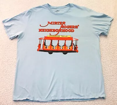 Mister Rogers Neighborhood Trolley T-Shirt Adult 2XL Blue Short Sleeve • $10.95