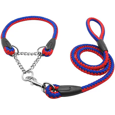 Martingale Dog Collar & Lead Nylon Half Check Choke Collars Chain Pet Training • £29.99