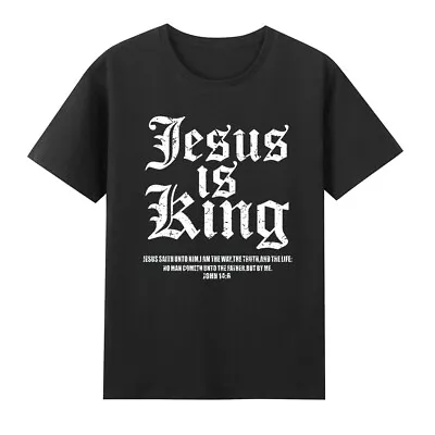 Jesus Is King Christian Faith Bible God Church Religious Vintage Men's T-Shirt • $28.58