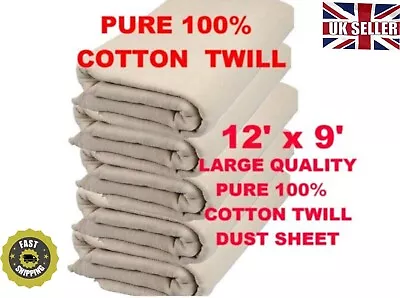 Cotton Dust Sheet Large Heavy Duty Decorating Paint Protection Twill Cover DIY • £119.23