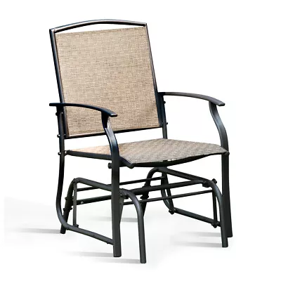 Patio Swing Single Glider Chair Rocking Seating Steel Frame Garden Furni Brown • $79.99