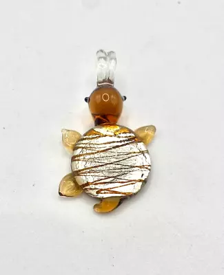 Handcrafted Blown Glass Turtle Pendant Amber Glass Sea Turtle Pendant • $13.99