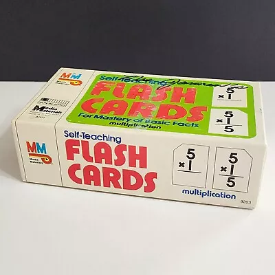 Vintage MEDIA MATERIALS MM SELF-TEACHING FLASH CARDS MULTIPLICATION 1985 #9203 • $16.96