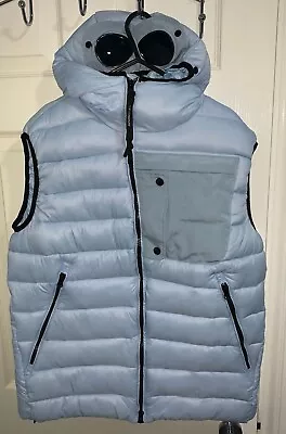 Men’s Blue CP Company Goggle Hooded Bodywarmer Gilet Size XL • £130