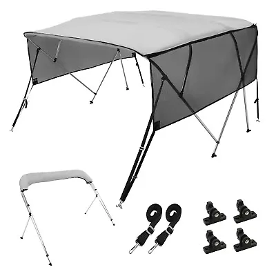 VEVOR 4 Bow Bimini Top Boat Cover Detachable Mesh Sides 600D With Frame 85 -90 W • $150.99