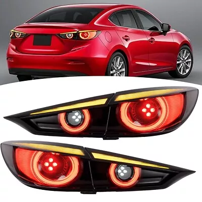 LED Smoked Tail Lights For 2014 2015-2018 Mazda 3 Sedan Sequential Turn Lights • $299.99