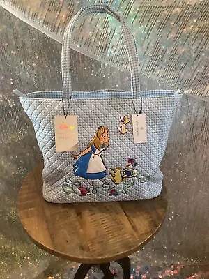 Vera Bradley Disney Alice In Wonderland Blue Gingham Large Tote Bag AUTHENTIC • $255