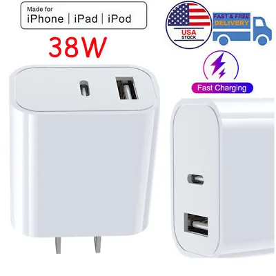 48W 2-Port USB & Type C Plug Cube A+C Power Adapter For IPhone 15 14 13 /Samsung • $8.99