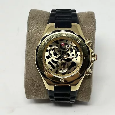 Michele Leopard Chronograph Watch MWW12F000052 Silicon Band Quartz Jelly Bean • $129.99