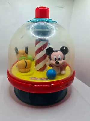 Vintage Disney Press And Spin Mickey Mouse Baby Toy Arco Donald Duck Pluto Baby • $19.57