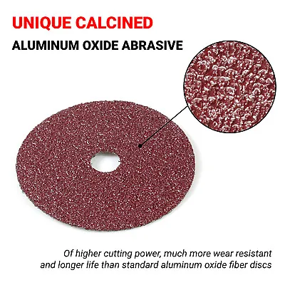 50x 5  Calcined A/O Resin Fiber Disc 24 36 60 80 120 Grit Sanding Grinding Discs • $46.99