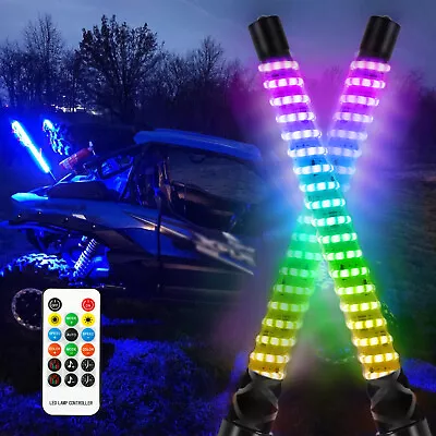 2X 1FT COB RGB LED Spiral Whip Light Chasing For Kawasaki Teryx KRX1000 ATV UTV • $65.02