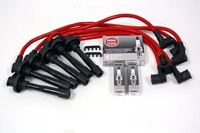 Vms 00-05 Mitsubishi Eclipse V6 10.2mm Spark Plug Wires Set Ngk Vpower Plugs Red • $79.88