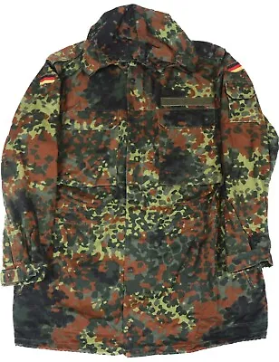 Medium Long (Gr12) German Bundeswehr Flecktarn Camo Military Parka Jacket Hood • $64.95