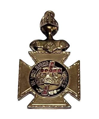 10K Gold Masonic IN HOC SIGNO VINCES Knights Templar Medal FOB Pendant 12g • $359.99