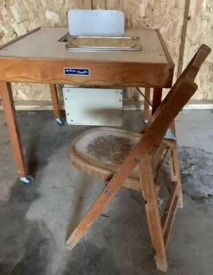 Vintage Mid Century High Chair Retro Wooden Folding Table Babee Tenda & Chair • $147.50