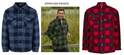  Mens Padded Lined Lumberjack Shirt Mens Blue Champion Warm Zip Pockets S-xxxl • £19.95