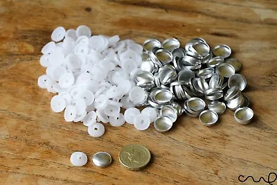 £10.99 • Buy 100 X 22L Button Blanks Cover Non Astor Sets White Metal Plastic 14mm Sewing