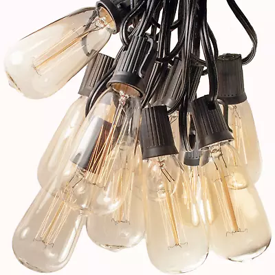 Vintage Edison Outdoor Patio String Black Wire Lights 25' 50' And 100' Lengths • $139.95