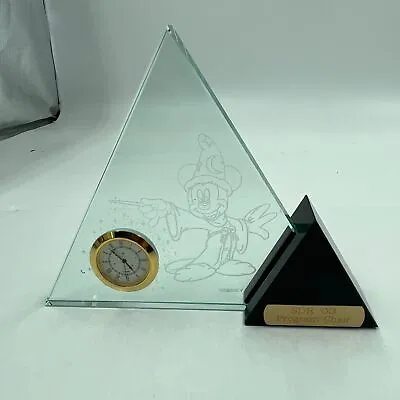 Disney World Mickey Mouse Time Works Desk Clock Pyramid Shape Etch Glass • $49.98