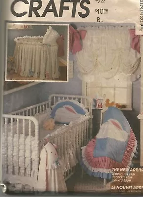 5224 McCalls Sewing Pattern Crib Bumpers Diaper Stacker Bassinet Skirt Nursery • $11.99