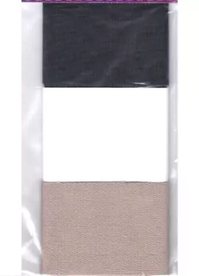 3 X Iron On Mending Repair Fabric Black White Beige 3.8 X 50cm Sewing Box • £2.20