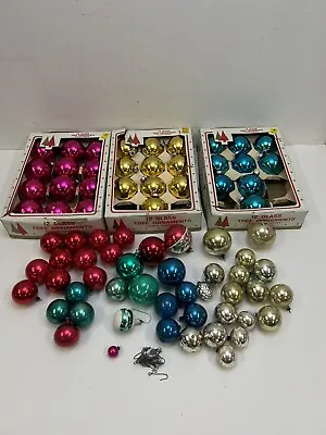$24.99 • Buy 70+ Vintage Christmas Ornament Lot Glass Bulb Ball Shiny Brite Mercury SS KRESGE