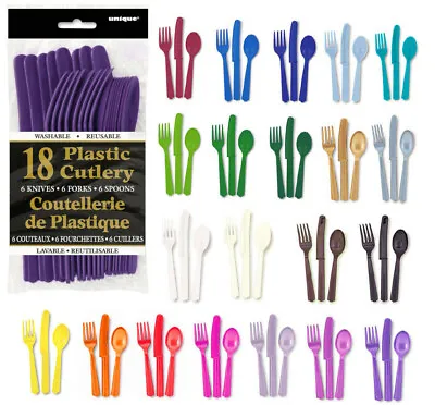 £2.49 • Buy Plastic Cutlery Knife Fork Spoons BBQ Catering Events Party Tableware Colour Set
