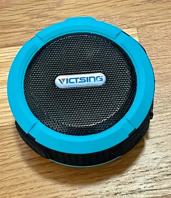 Victsing BH114A Portable Shower Speaker Blue Round Bluetooth Suction Clip On • $18.99