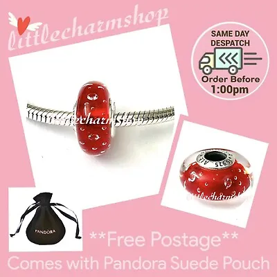 NEW Authentic Genuine PANDORA Red Fizzle Murano Charm - 791631CZ RETIRED • $44