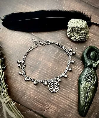 Witchy Anklet Pentagram Ankle Bracelet Bells Wiccan Pagan Witch Charmed Gift • £7.99