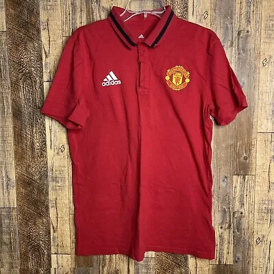 MANCHESTER UNITED POLO RED T-SHIRT SOCCER ADIDAS AI5404 MEN Sz M • $25