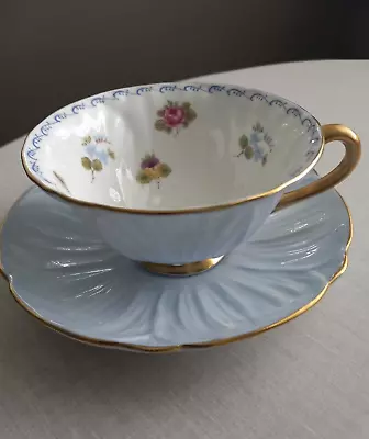 Vintage Shelley English Bone China Roses Pansies Blue Oleander Cup And Saucer • $95