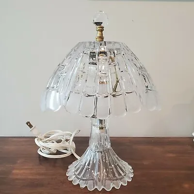 VTG HEAVY CUT CRYSTAL CLEAR FROSTED GLASS Vanity LAMP Boudoir Table Night Light  • $60