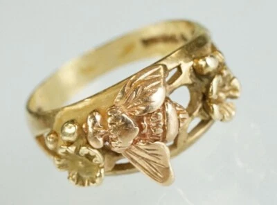 £500 • Buy Clogau Welsh Gold 9ct Yellow And Rose Gold Bee And Flowers Ring Size R RARE