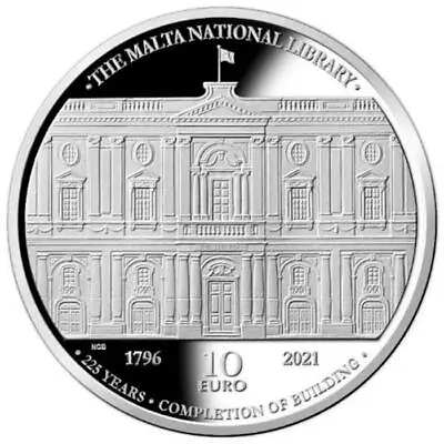 2021 Malta € 10 Euro Silver Proof Coin Bibliotheca National Library 225 Years • $77.06