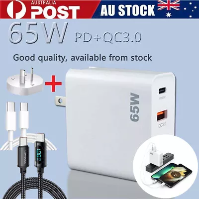 65 GaN Fast Wall Charger QC 3.0 PD Adapter USB-C Type-C For MacBook Laptop IPad • $21.99