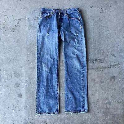 Levi's 501 Straight Fit Button Fly Jeans Mens 31 X 32 Blue Y2K Vtg • $35.95