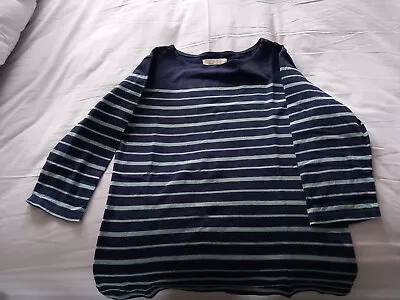 Seasalt Women's Sailor Top  - Size 12 - Navy/sage Stripe  • £7