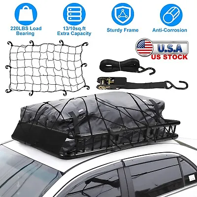 63x39in Car Roof Rack Cargo Carrier Car Top Luggage Holder Basket With Cargo Net • $171.25