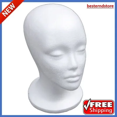 $7.99 • Buy Flocking Female Foam Mannequin Head Model Hat Wig Display Stand Rack White E1j6