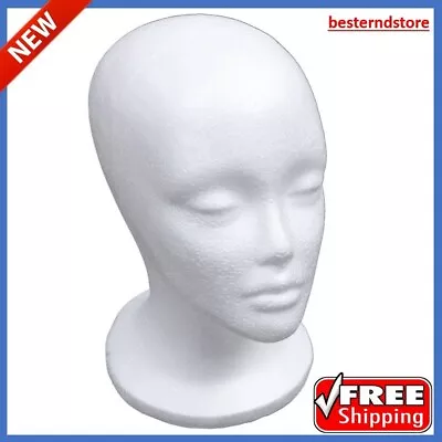$7.99 • Buy Flocking Female Foam Mannequin Head Model Hat Wig Display Stand Rack White E1j6