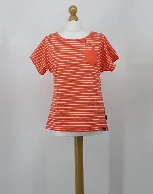 Jack Wolfskin Womens Uk Xl 18 Hot Coral Striped Travel T-shirt Rrp £38 Kl • £8.54