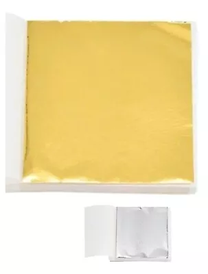 10 Sheets Edible Gold Leaf 8.5cm X 8.5cm 24 Carat+2 FREE EDIBLE SILVER SHEETS • £4.89