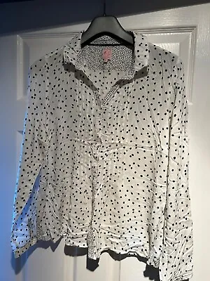 Miss Captain Cream Blouse With Black Dots Size 12 (40) • £1.99