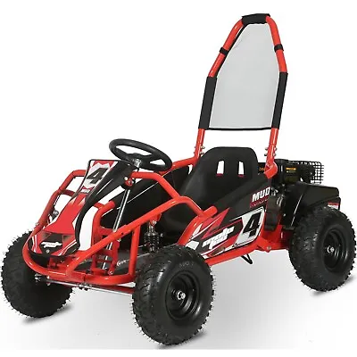 MotoTec Mud Monster Kids Gas Powered 98cc Go Kart Full Susp - Red/Blue/Green ✅ • $1249