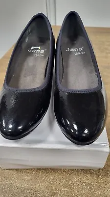 NEW Jana Softline Womens Shoes Black Patent Ladies Court Slip On Size 39H • £19.97