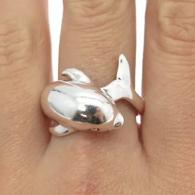 KABANA 925 Sterling Silver Vintage Friendly Dolphin Ring Size 11 • $47.99