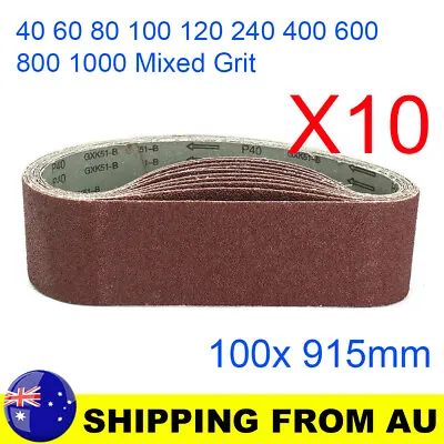 10X Sanding Belt 100x914mm 915 Mixed Grit 40 60 80 100 120 240 400 600 800 1000 • $24.95